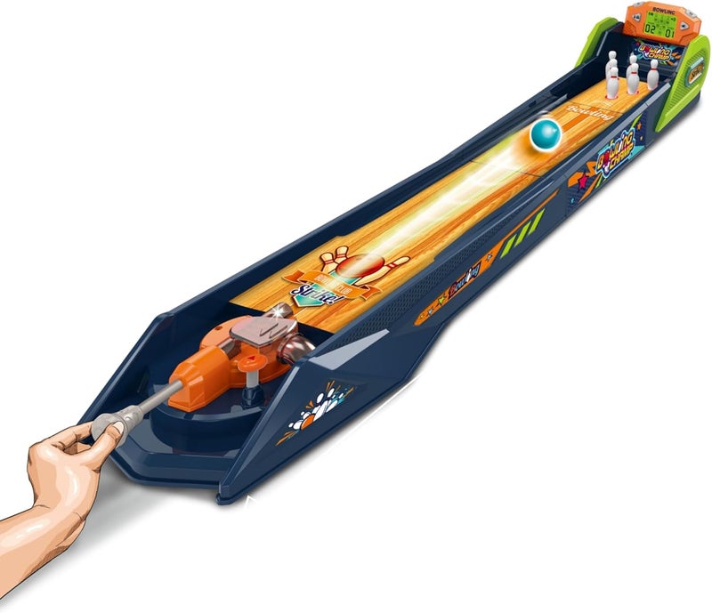OLEOCA Bowling Game — Electronic Tabletop Arcade Game with LCD Auto Scoring, Lights & Sound, Spring-Loaded Launcher & 1-2 Player Modes — Mini Bowling Set for Kids - Image 1
